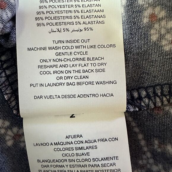 Michael Kors Peasant Blouse Small Navy Blue Floral Gold Chain Long Sleeve - Picture 6 of 9